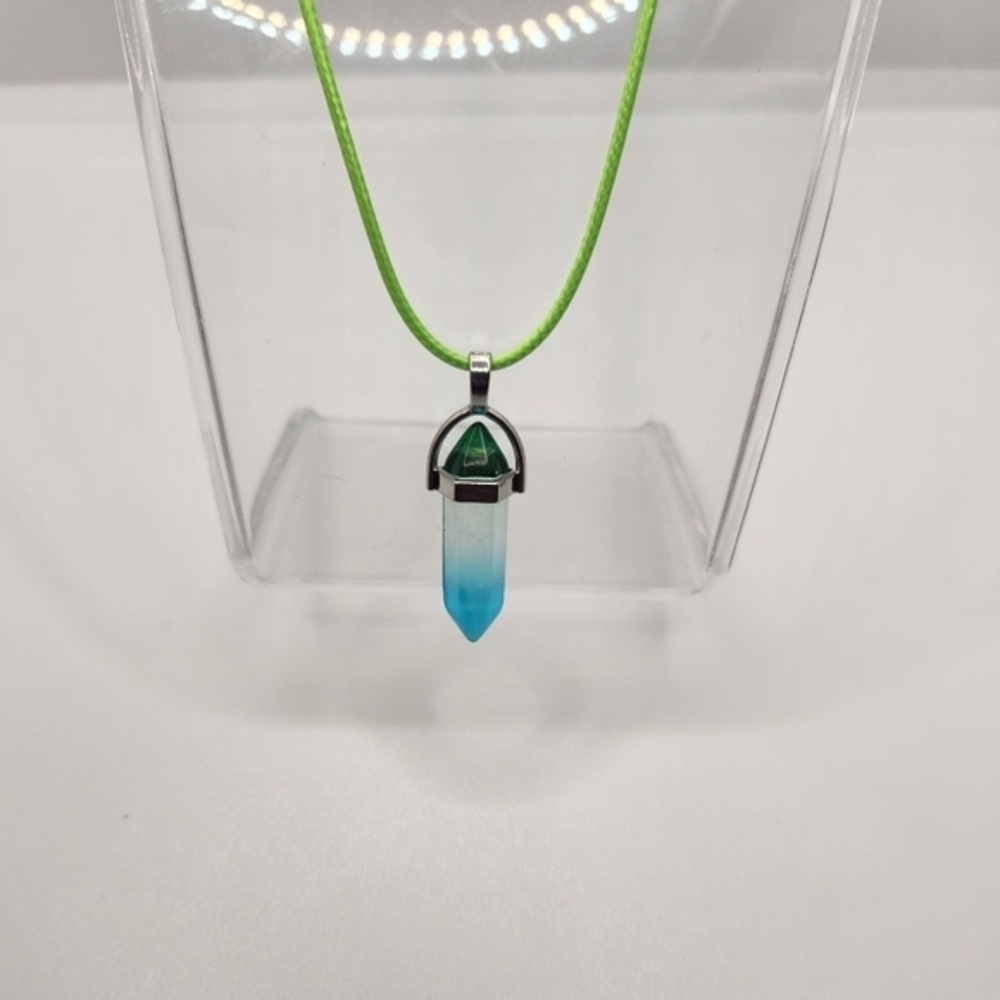 Bicolor‎ Blue and Green Tourmaline Crystal Healing Necklace